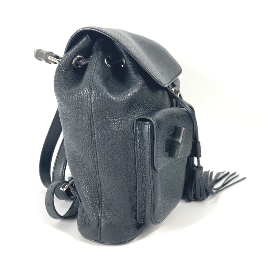 GUCCI Black Leather Bamboo Backpack - Picture 3 of 16